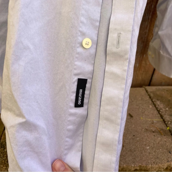 Murano Men’s Modern Comfort Pale Gray Button Down Dress Shirt Size Large - Picture 9 of 11